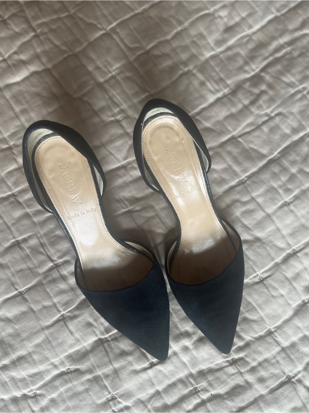 J. Crew Black Suede D'Orsay Pumps